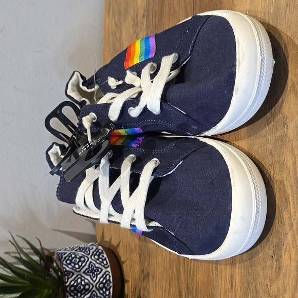 Torrid - 11 WW, Ruched Cuff Sneaker (Wide Width) in Navy & Rainbow - Picture 3 of 12
